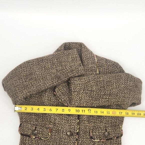 Ann Taylor Petites Blazer Suit Jacket 6P Brown Tweed Floral Trim 4 Pockets - Picture 6 of 9